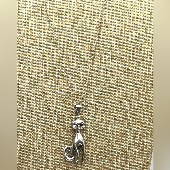 Cat with fish Pendant Adorable cat /kitten necklace Large Oversized Cat 18” - Picture 3 of 12